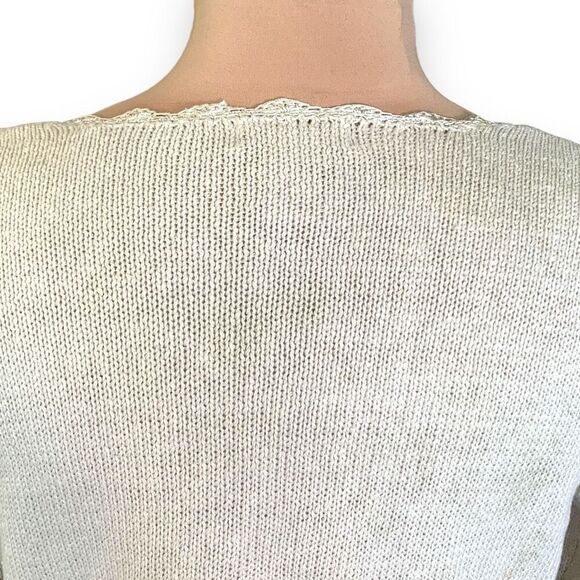 Vintage Cream Cardigan with Pink and Yellow Floral Embroidery - Picture 3 of 10